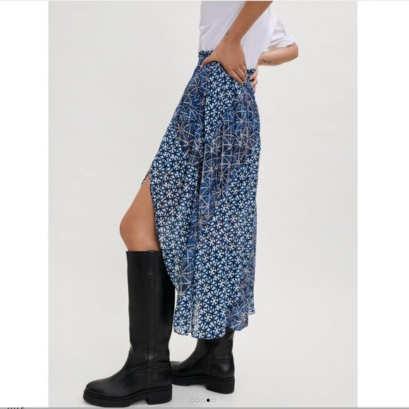 Maje Printed Viscose Elasticated Skirt Blue x White Size 36 (US S) - Picture 3 of 16